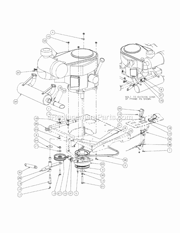 Engine Assembly Diagram and Parts List for M54-KW 53AI8CTW750 Cub Cadet Sprayer